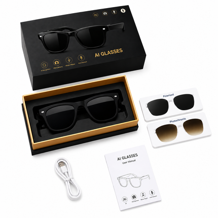 AI Smart Glasses with HD Camera & Bluetooth Voice Control
