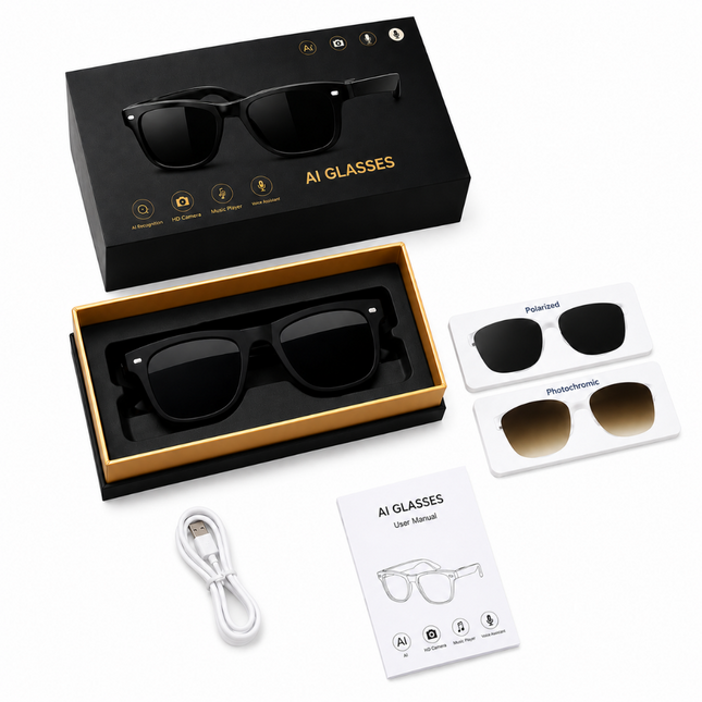 AI Smart Glasses with HD Camera & Bluetooth Voice Control