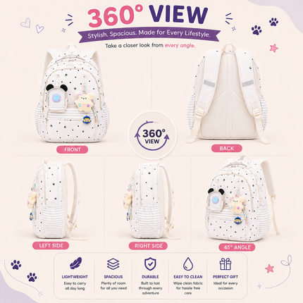 Coslifestore Cute Polka Dot Backpack for Girls, Teens & Women (Off white)