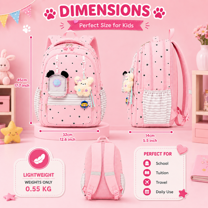 Coslifestore Cute Polka Dot Backpack for Girls, Teens & Women(Pink)