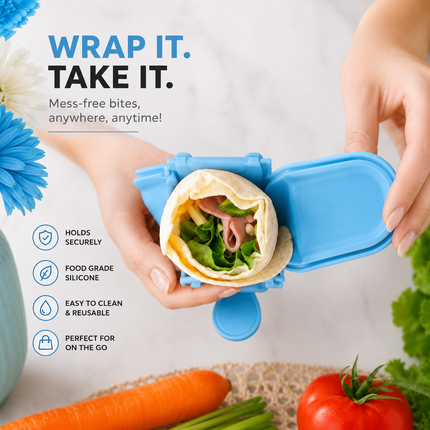 Food Silicone Wrap Holder Portable Reusable Food Container(Blue)