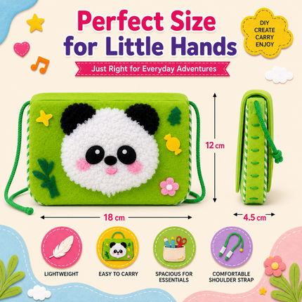 Handmade DIY Felt Shoulder Bag Craft Kit for Kids(Green)
