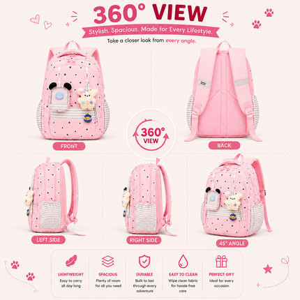 Coslifestore Cute Polka Dot Backpack for Girls, Teens & Women(Pink)