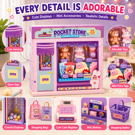 Mini DIY Pretend Play Shop Kit for Kids (Purple)