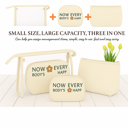 3-in-1 Makeup Bag Set (Off white)