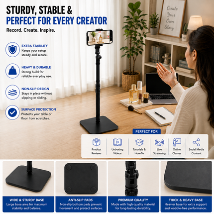 Foldable Mobile Tripod Stand, Adjustable Phone Holder
