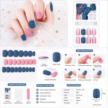 Ready to use Acrylic gel nails Blue & Pink (679-07)