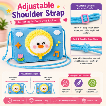 Handmade DIY Felt Shoulder Bag Craft Kit for Kids(Blue)