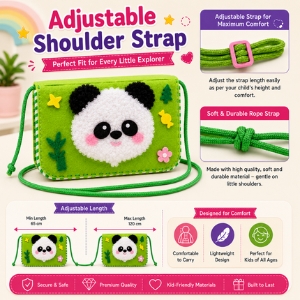 Handmade DIY Felt Shoulder Bag Craft Kit for Kids(Green)