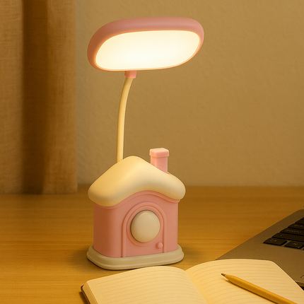 Coslifestore LED Desk Lamp â Eye Protection Study Light with Flexible Gooseneck | Cute House-Shape