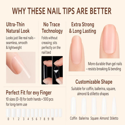 Professional Square shape Nail Tips(Natural)