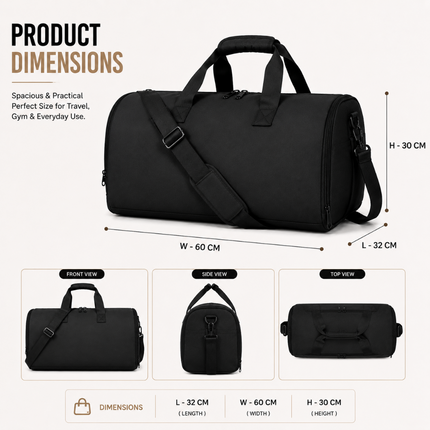 Premium Travel Duffel Bag (Black)