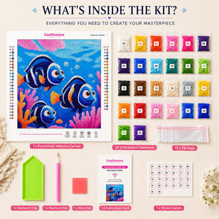 Diamond Painting Kit for Kids & Adults DIY Wall Decor(Fish)