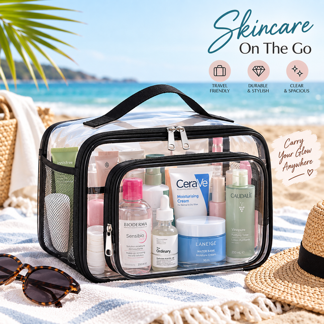 Transparent Makeup Bag for Women, Large Cosmetic Organizer, Travel Bag