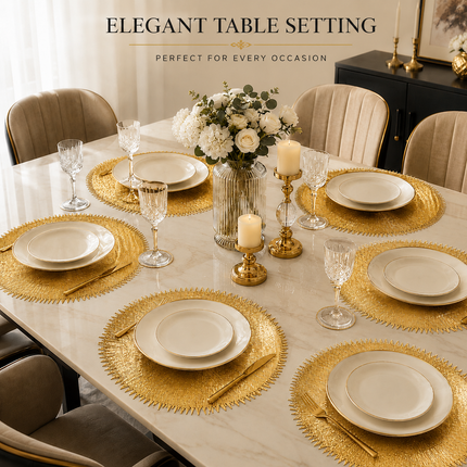 Table Mats Pack of 6 for Dining & Home Decor (Golden)