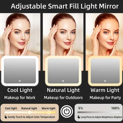 Large Makeup Case with LED Lighted Mirror(Black)