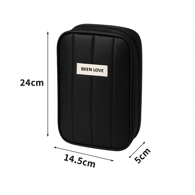 Quilted Travel Wallet Organizer (Black)