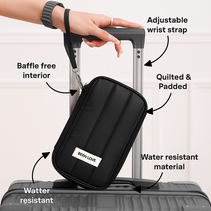 Quilted Travel Wallet Organizer (Black)