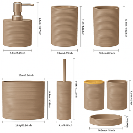 Modern Bathroom Organizer Set (Beige)