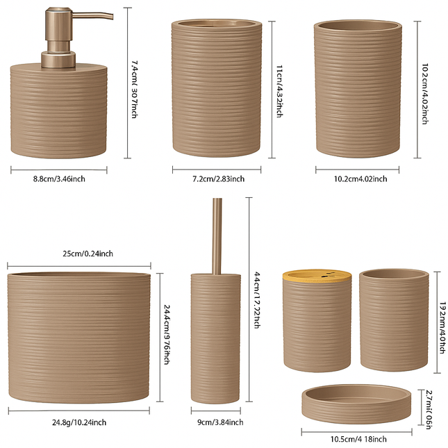 Modern Bathroom Organizer Set (Beige)