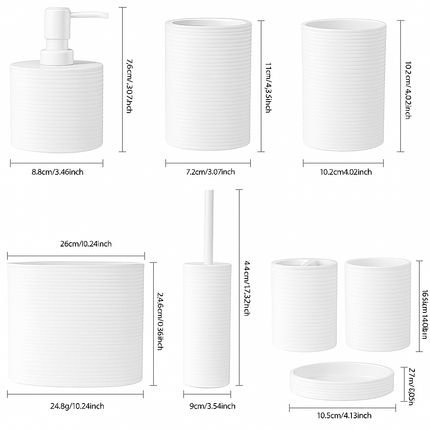 Modern Bathroom Organizer Set (White)