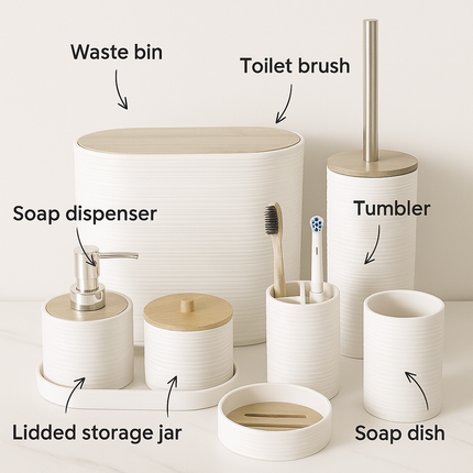 Modern Bathroom Organizer Set (White)