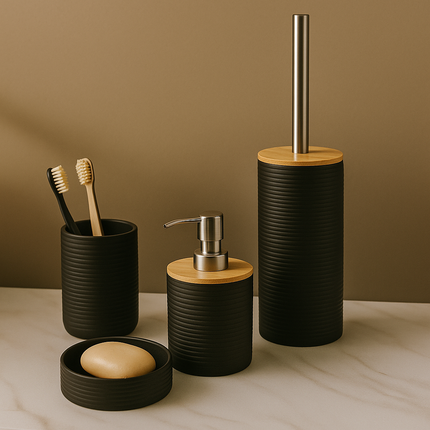 Modern Bathroom Organizer Set (Black)