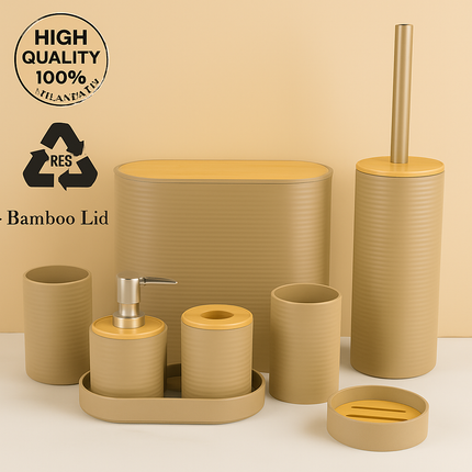 Modern Bathroom Organizer Set (Beige)