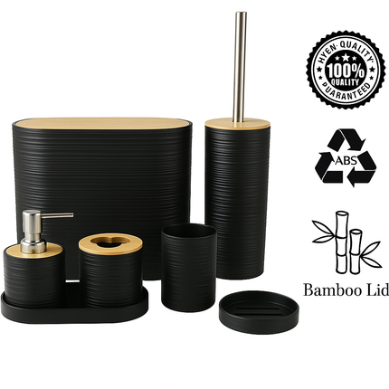 Modern Bathroom Organizer Set (Black)