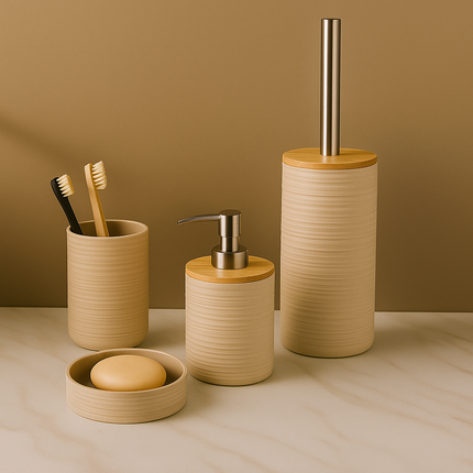 Modern Bathroom Organizer Set (Beige)