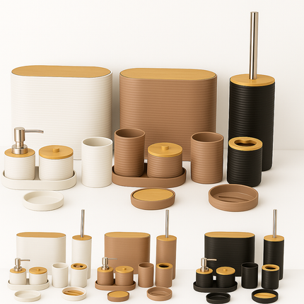 Modern Bathroom Organizer Set (Beige)