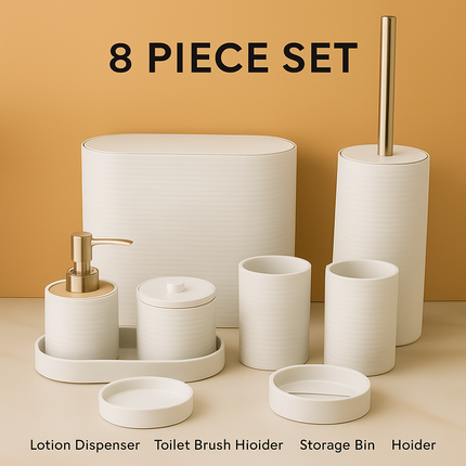 Modern Bathroom Organizer Set (White)
