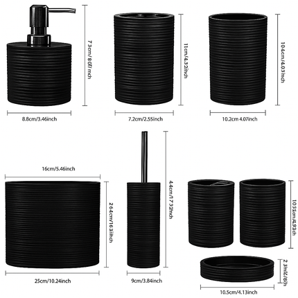 Modern Bathroom Organizer Set (Black)
