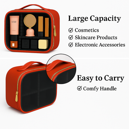 Transparent Makeup Travel Case (Red)