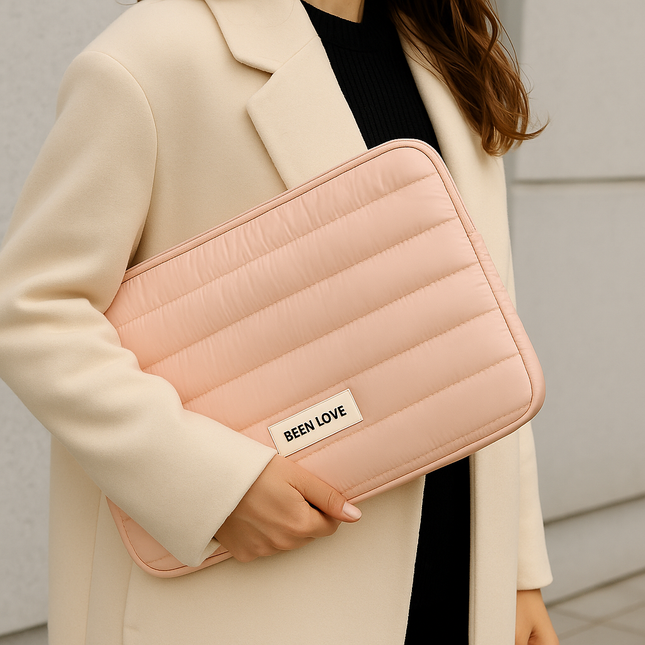 Quilted Laptop Sleeve Bag (Peach)