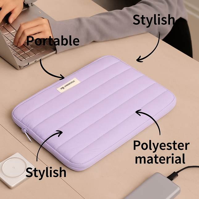 Quilted Laptop Sleeve Bag (Purple)