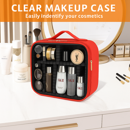 Transparent Makeup Travel Case (Red)