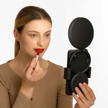 Coslifestore Magnetic Phone Holder with LED Mirror Light â Multi-Angle Portable Ring Light for Mak