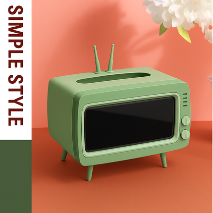 Coslifestore-Retro TV Style Tissue Box Holder with Mobile Stand for Home, Office, Study Table â Cu