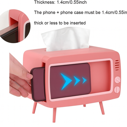 Retro TV Tissue Box Holder (Pink and White)