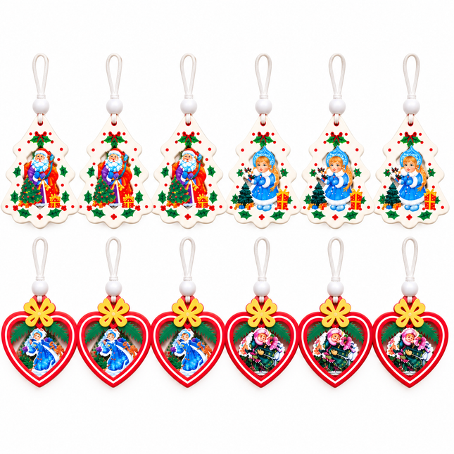 12 Pcs Christmas Ornaments for Tree, Hanging Wooden Christmas Decorations-C