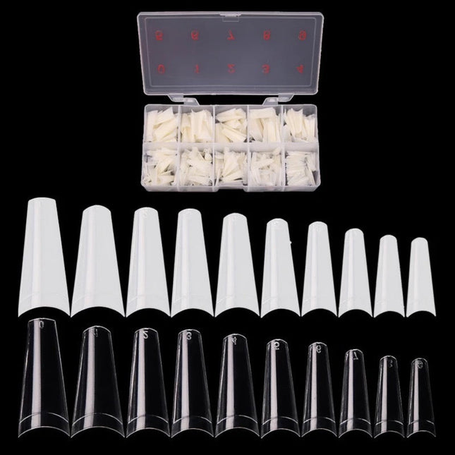 Pack-of-500-artificial-professional-nailsl-shape-ballerina-long shade type- clear with complimentary