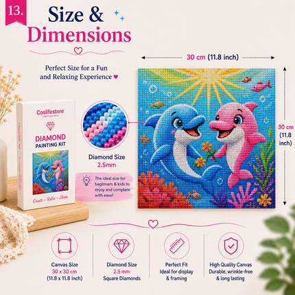 Diamond Painting Kit for Kids & Adults DIY Wall Decor(Dolphin)