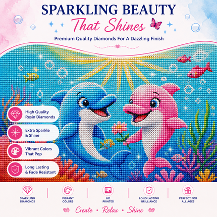 Diamond Painting Kit for Kids & Adults DIY Wall Decor(Dolphin)