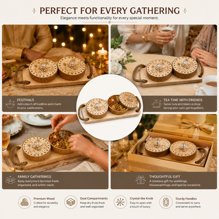 Premium Wooden Dry Fruit Box with Serving Tray(Model A)