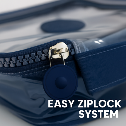 Transparent Multipurpose Pouch with Handle(Navy Blue)