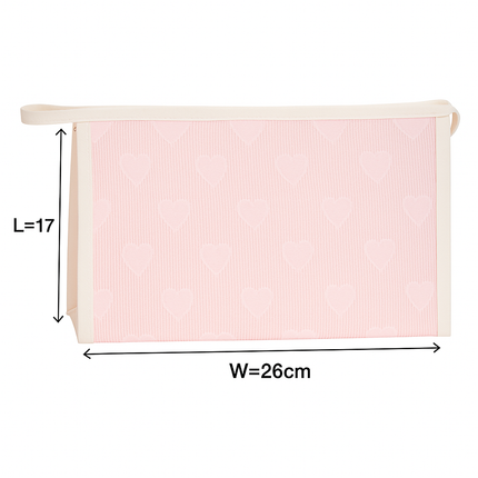 Mesh Cosmetic Pouch with Heart Design