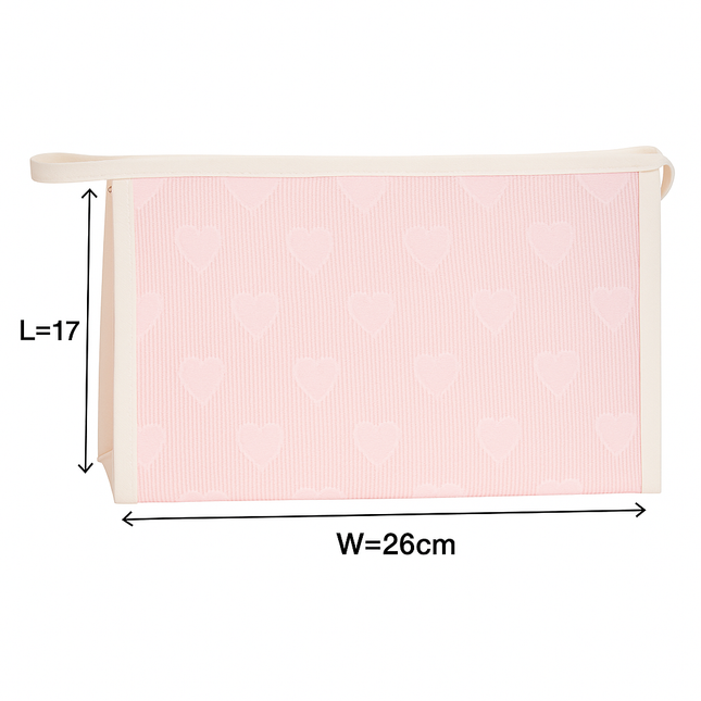 Mesh Cosmetic Pouch with Heart Design