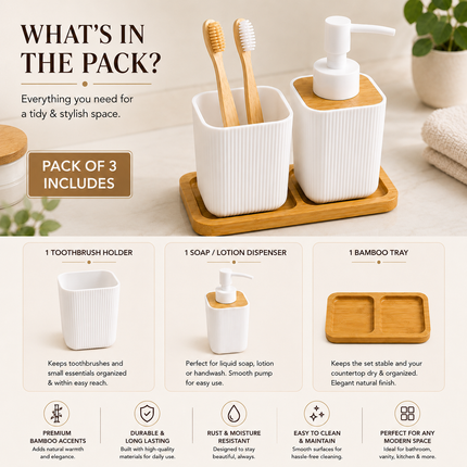Bathroom Countertop Accessories Set (White)