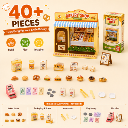 Mini DIY Pretend Play Shop Kit for Kids (Yellow)